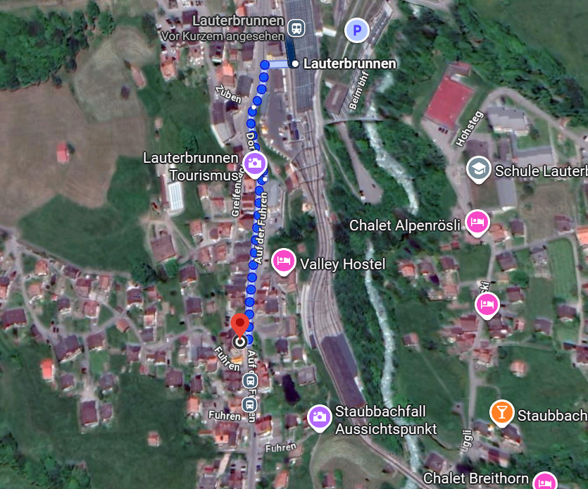 Mapa da caminhada até o hotel